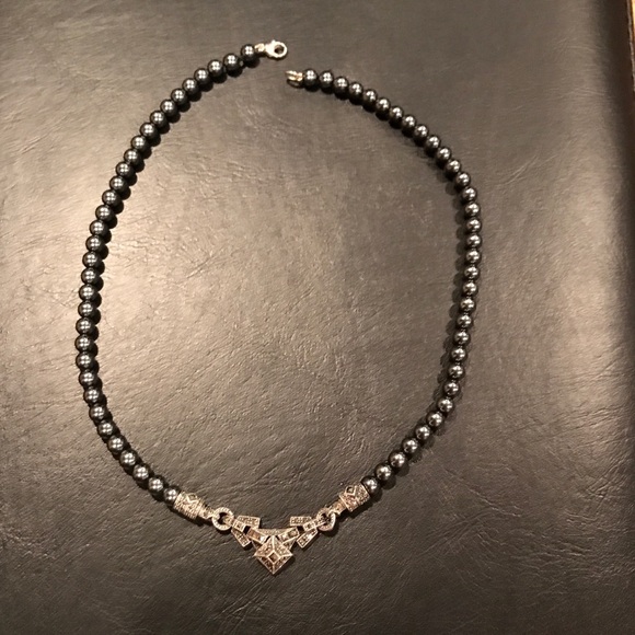 Judith Jack - Beaded Hematite & Marcasite choker Necklace - Picture 5 of 7